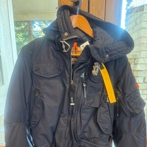 Parajumpers down-filled Hooded bomber jacket color blue size small.